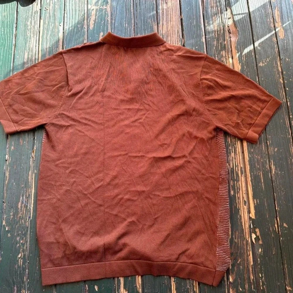 Prestige brown polo shirt with a unique‎ pattern vtg mens xl